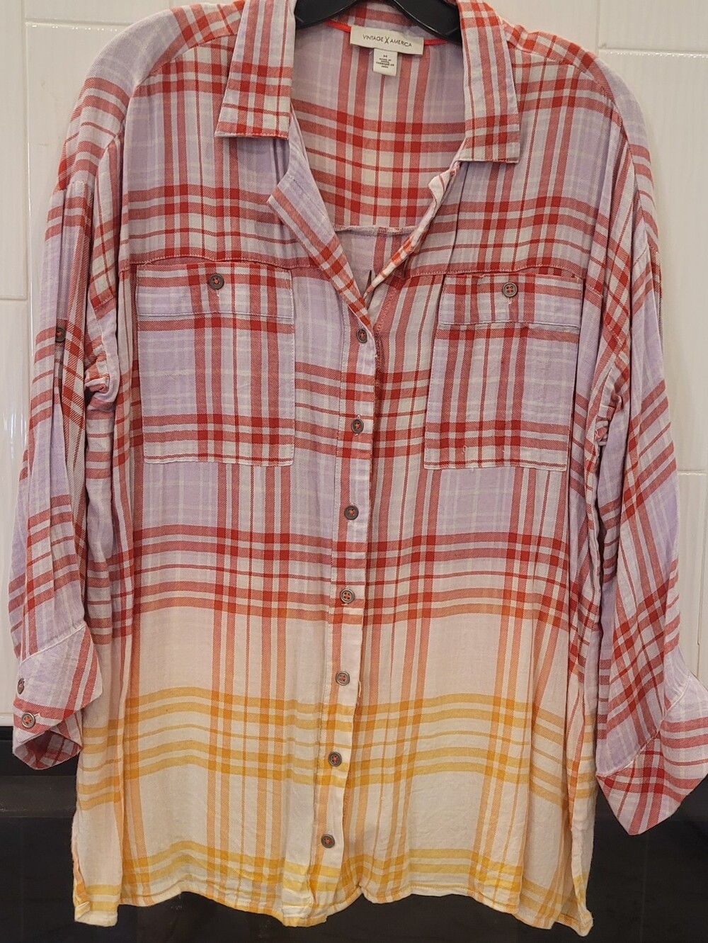 Vintage America Boho Button Down Shirt Size M